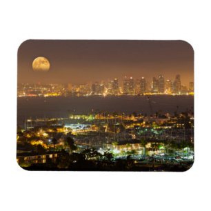 Moonrise over the San Diego skyline Magnet