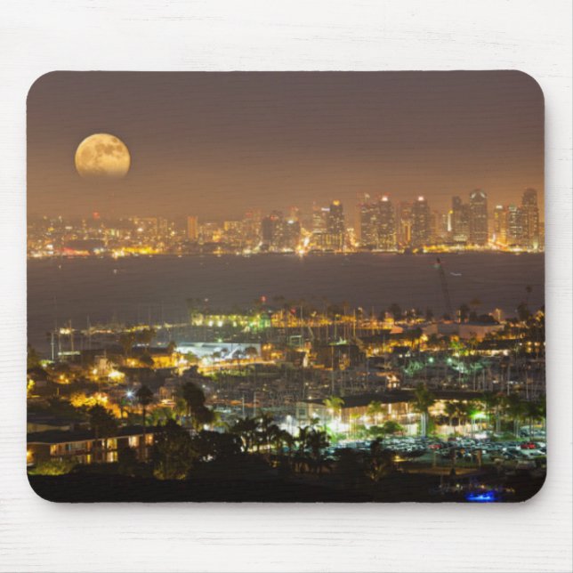 Moonrise over the San Diego skyline Mouse Pad (Front)