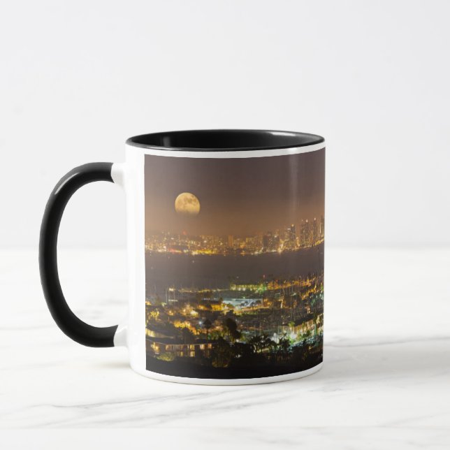 Moonrise over the San Diego skyline Mug (Left)