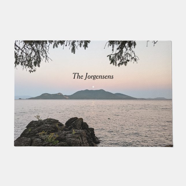 Moonrise Over the San Juan Islands Doormat (Front)