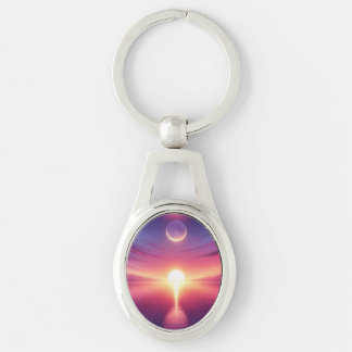 Moonrise Over Tranquil Waters Key Ring