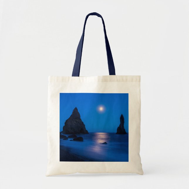 Moonrise Reflection | Iceland, Reynisdrangur Tote Bag (Front)