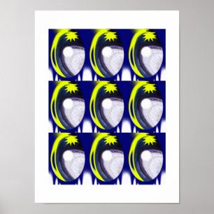 Moons and stars art poster