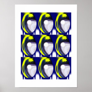 Moons and stars art poster