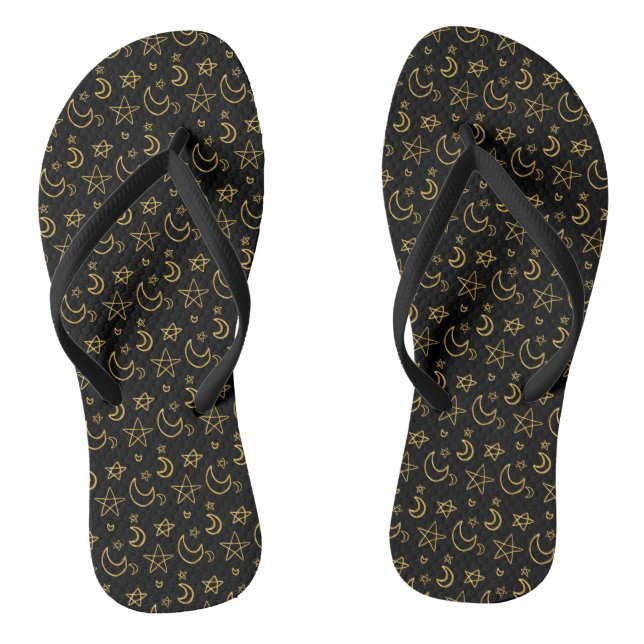 Moons and Stars Gold Pattern Jandals (Footbed)