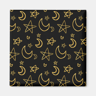 Moons and Stars Gold Pattern Magnet