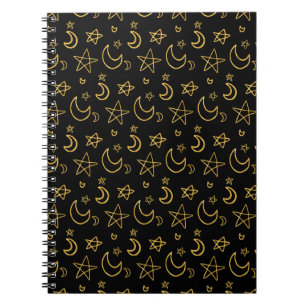 Moons and Stars Gold Pattern Notebook
