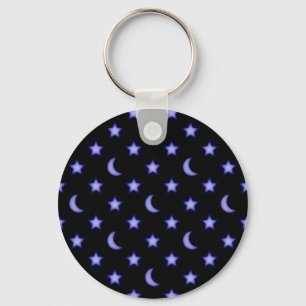 Moons and stars pattern key ring