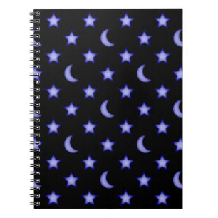 Moons and stars pattern spiral notebook
