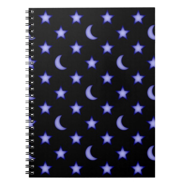 Moons and stars pattern spiral notebook (Front)