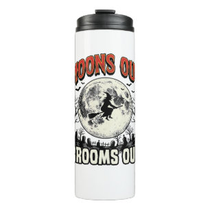 Moons Out Brooms Out Vintage Halloween Witch Desig Thermal Tumbler