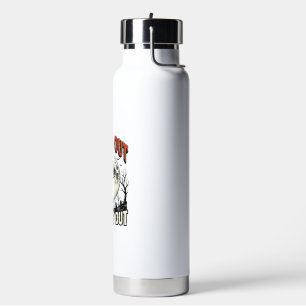 Moons Out Brooms Out Vintage Halloween Witch Desig Water Bottle