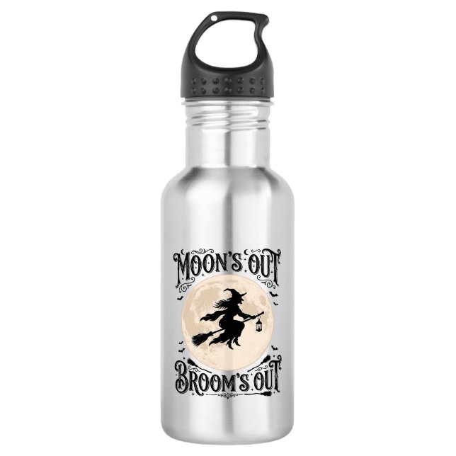 Moons Out Brooms Out Witch Halloween 532 Ml Water Bottle (Front)