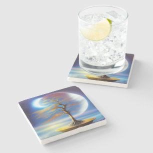 Moonscape bonsai stone coaster