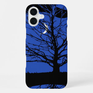 Moonscape in Cobalt Blue and Black iPhone 16 Plus Case