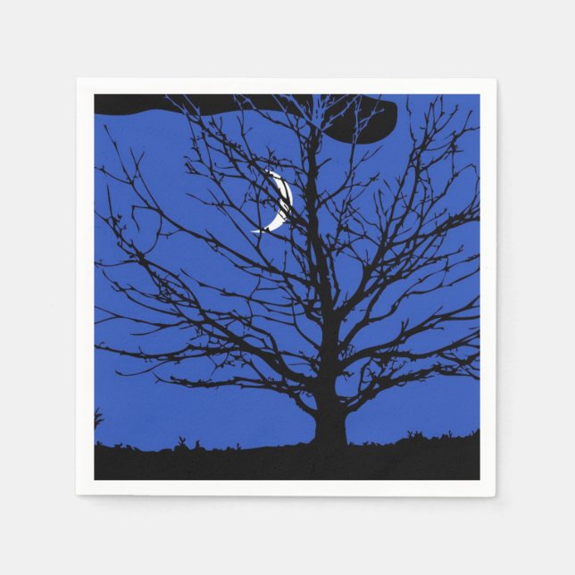 Moonscape in Cobalt Blue and Black Napkin (Front)