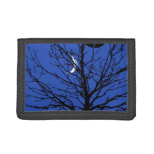 Moonscape in Cobalt Blue and Black Tri-fold Wallet