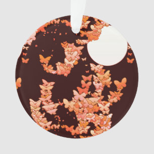 Moonscape with butterflies - coral, chocolate ornament