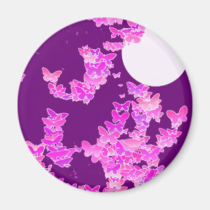 Moonscape with butterflies - orchid, amethyst magnet