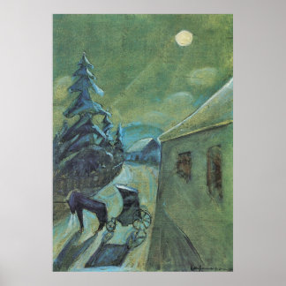 Moonscape with horse by Walter Gramatte Poster