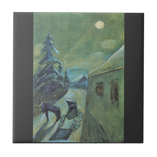 Moonscape with horse by Walter Gramatte Tile (Front)
