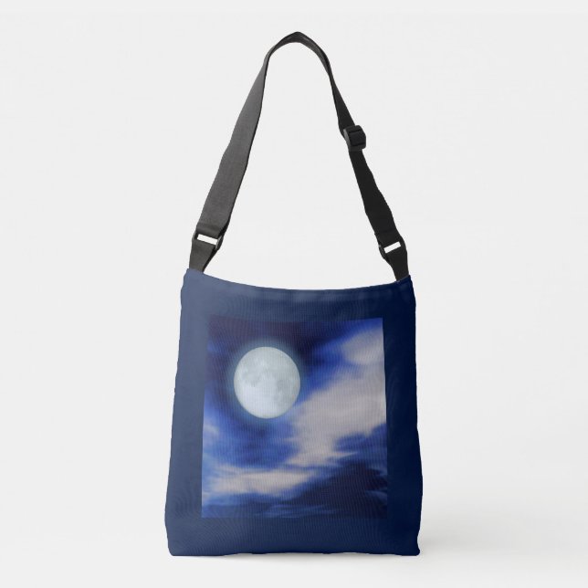Moonscape With Moonlit Clouds Crossbody Bag (Front)