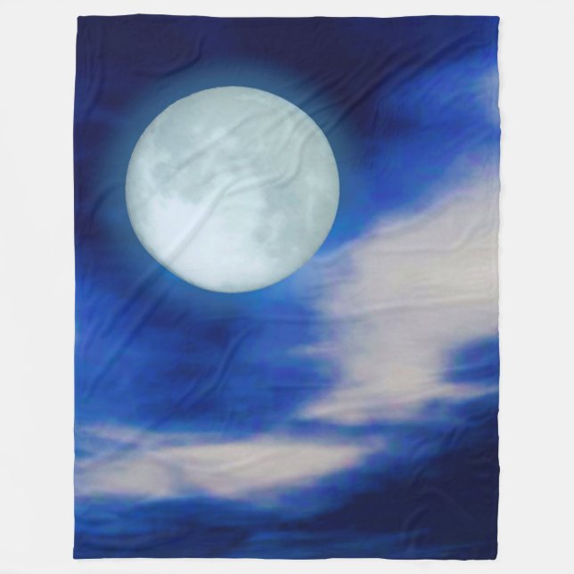 Moonscape with moonlit clouds fleece blanket (Front)