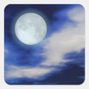 Moonscape with moonlit clouds square sticker