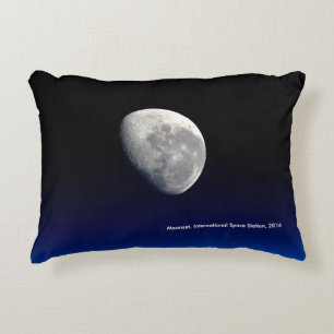 Moonset, International Space Station, 2016 Decorative Cushion