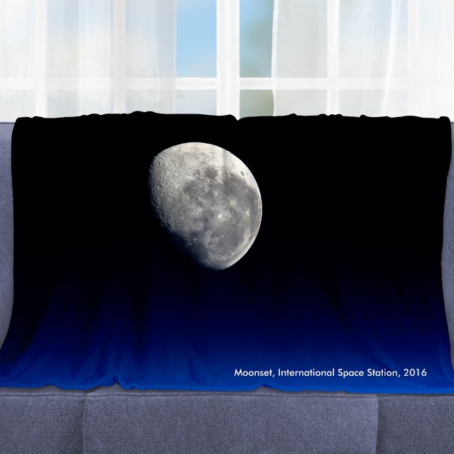 Moonset, International Space Station, 2016 Fleece Blanket (Creator Uploaded)