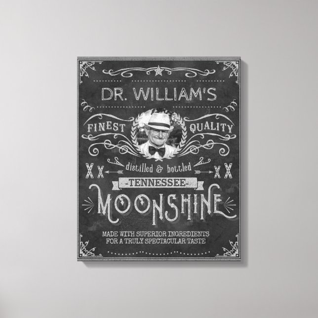 Moonshine Hillbilly Medicine Vintage Custom Grey Canvas Print (Front)