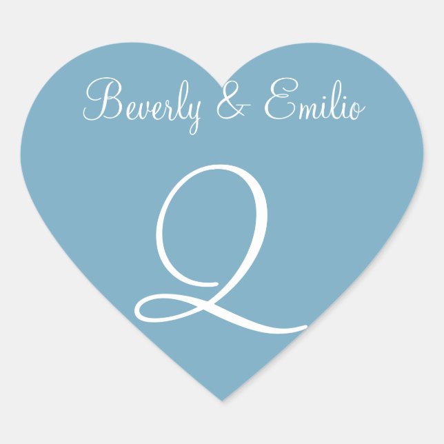Moonstone Blue Personalised Initials Invites Heart Sticker (Front)