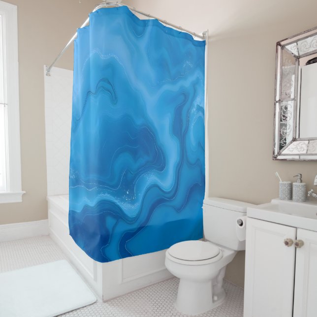 Moonstone Blue Shower Curtain (In Situ)