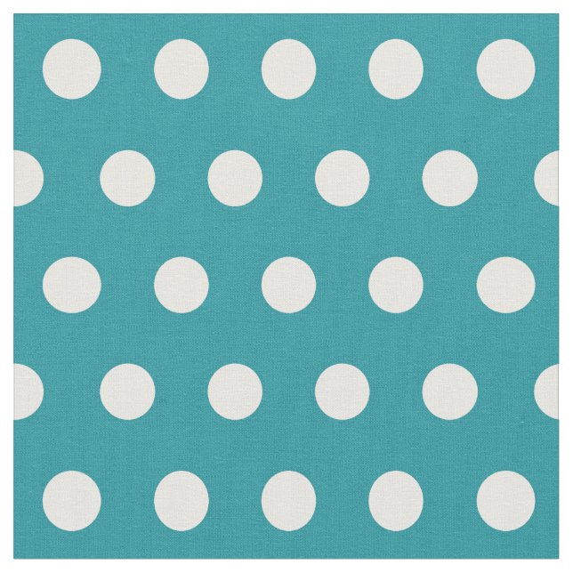 Moonstone blue/teal & white polka dots fabric (Close Up)