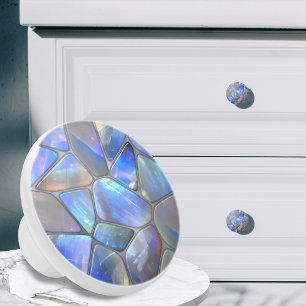 Moonstone  Mosaic Cells Abstract Ceramic Knob