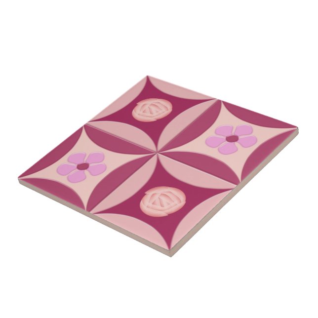 MoonStone Rose and Cherry Flower in the Door Tile (Side)