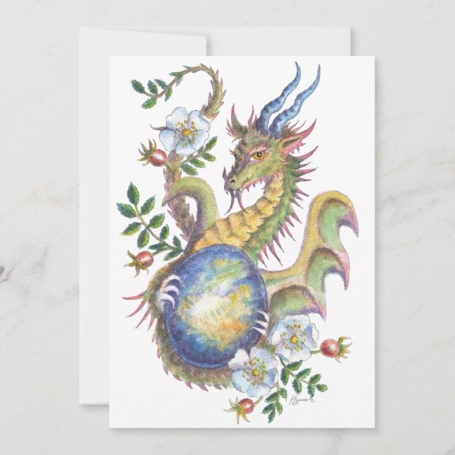Moonstone & Rose Dragon - blank card (Front)