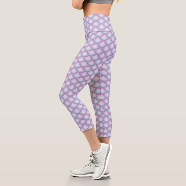 Moonstone Scales High Waisted Capri Leggings (Left)
