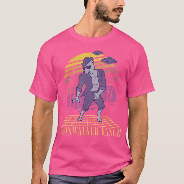 Moonwalker Ranch Werewolf Dancing Retro Sunset Ufo T-Shirt (Front)