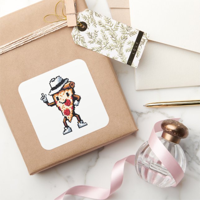 Moonwalking Pizza - Legendary Pop Slice Art Square Sticker (Gifting)
