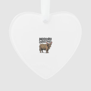 Moooory Christmas Highland Cow Vintage Engraving T Ornament