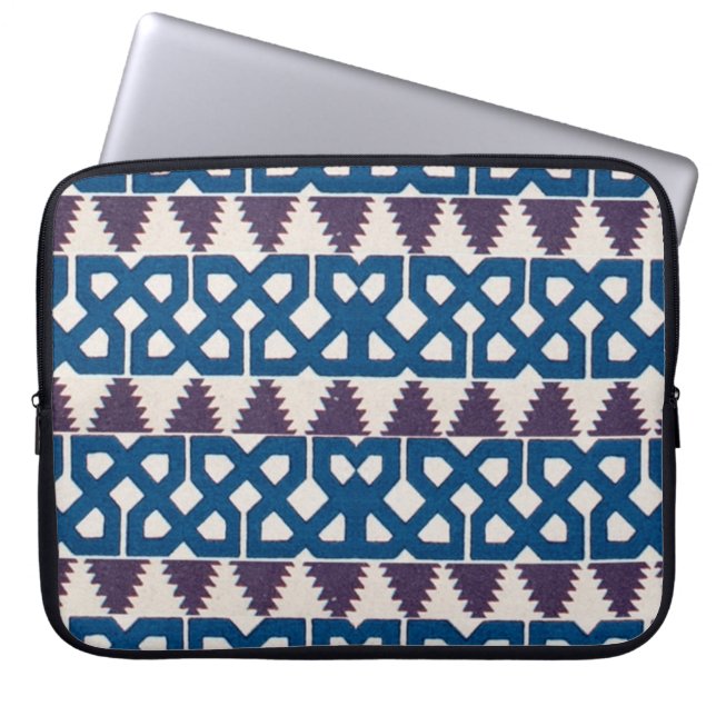Moor African Arabic Pattern Design Blue Purple Laptop Sleeve (Front)