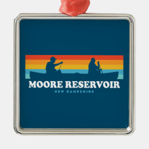 Moore Reservoir New Hampshire Canoe Metal Tree Decoration
