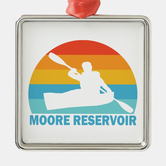 Moore Reservoir New Hampshire Kayak Metal Tree Decoration (Front)