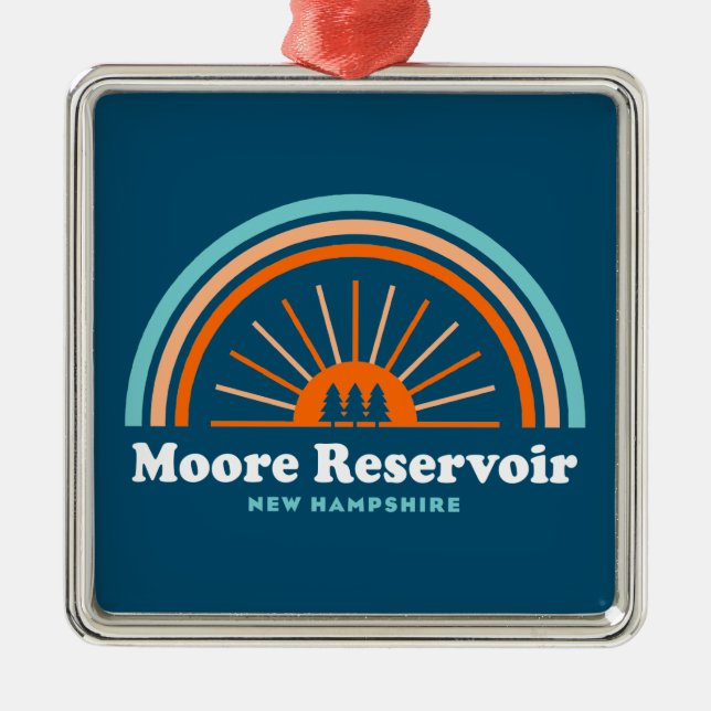 Moore Reservoir New Hampshire Rainbow Metal Tree Decoration (Front)