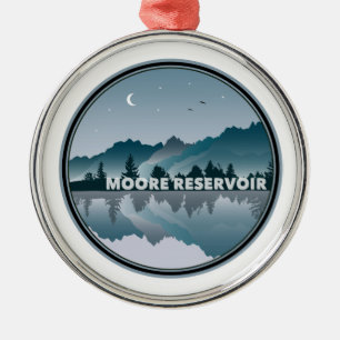 Moore Reservoir New Hampshire Reflection Metal Tree Decoration