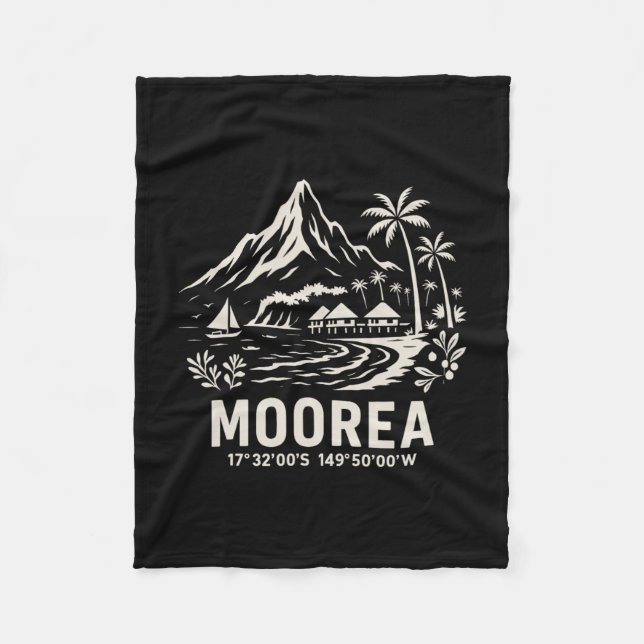Moorea Island French Polynesia Beach Vacation  Fleece Blanket (Front)