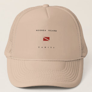 Moorea Island Tahiti Scuba Dive Flag Trucker Hat