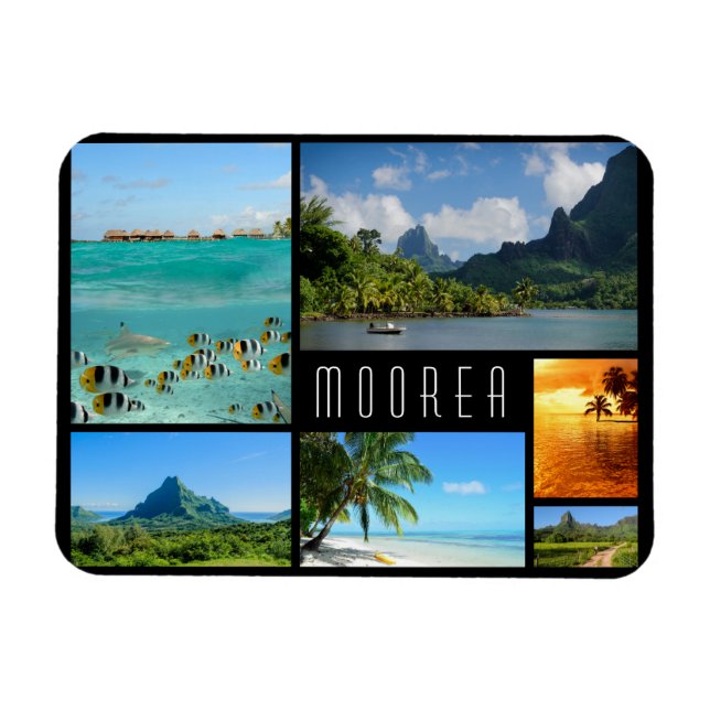 Moorea landscapes travel photo collage magnet (Horizontal)
