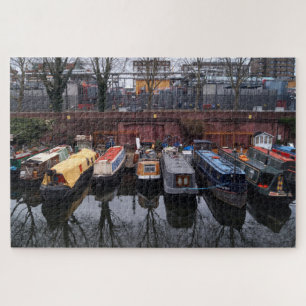 Moored Narrowboat Reflection Little Venice London Jigsaw Puzzle